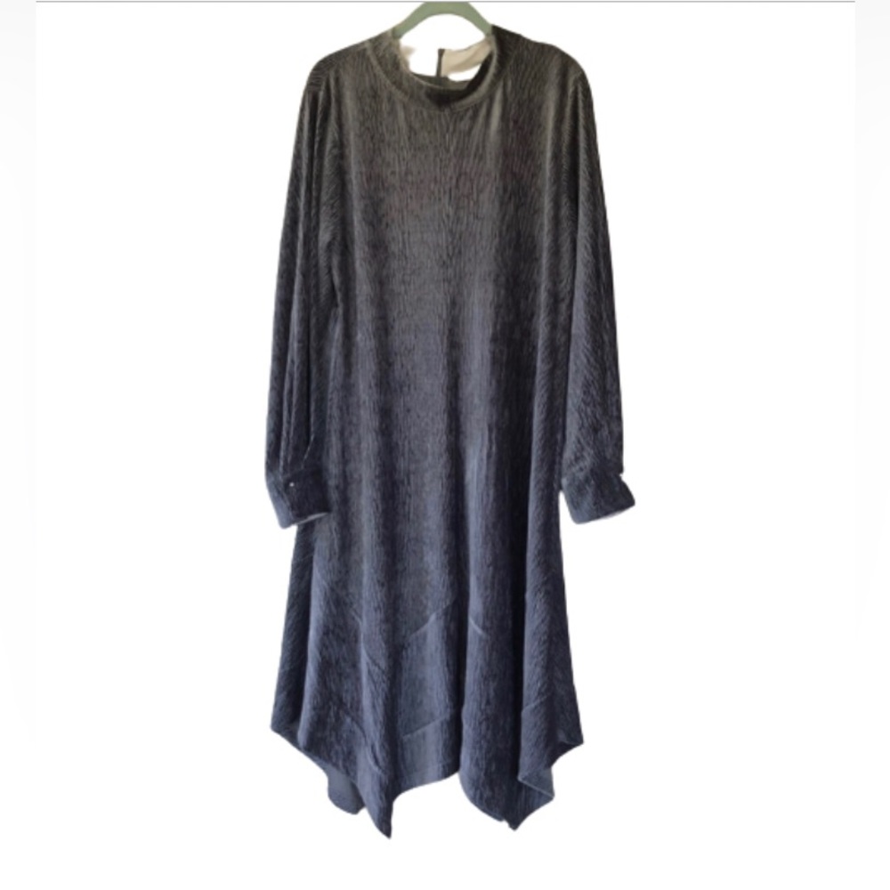 Soft Surroundings Grey Velvet Asymmetrical Hem Lagenlook Dress